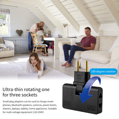 Prise d'extension rotative 3 en 1